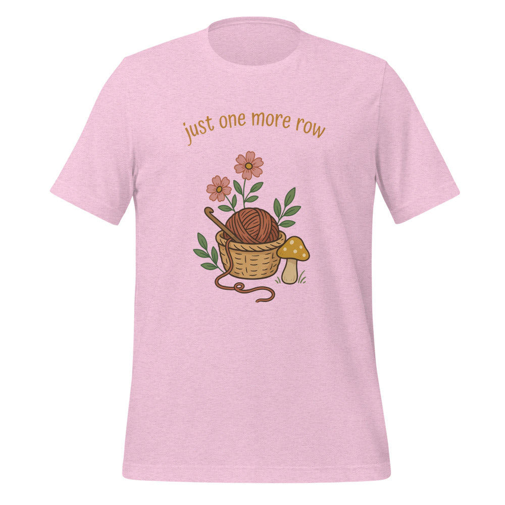 Just One More Row crochet cottagecore tee — Heather Prism Lilac, front