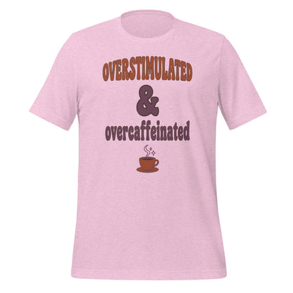 Overstimulated & Overcaffeinated soft retro coffee mental health tee — Heather Prism Lilac, front