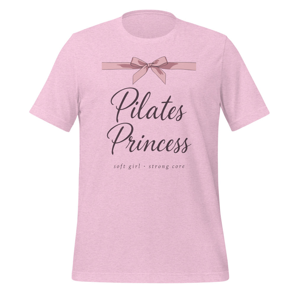 Pilates Princess coquette bow tee — Heather Prism Lilac, front