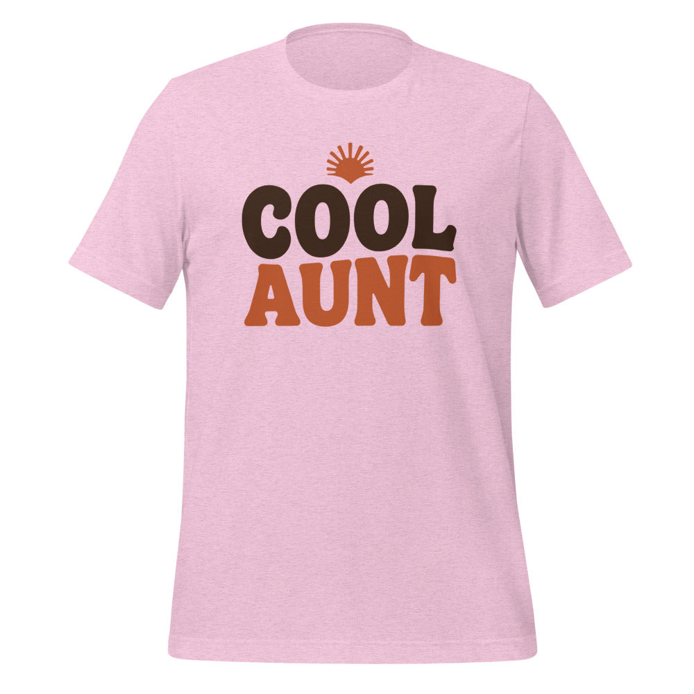 Cool Aunt retro groovy aunt tee — Heather Prism Lilac, front
