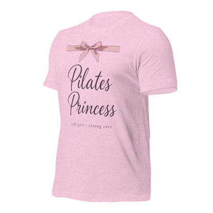 Pilates Princess coquette bow tee — Heather Prism Lilac, front-right