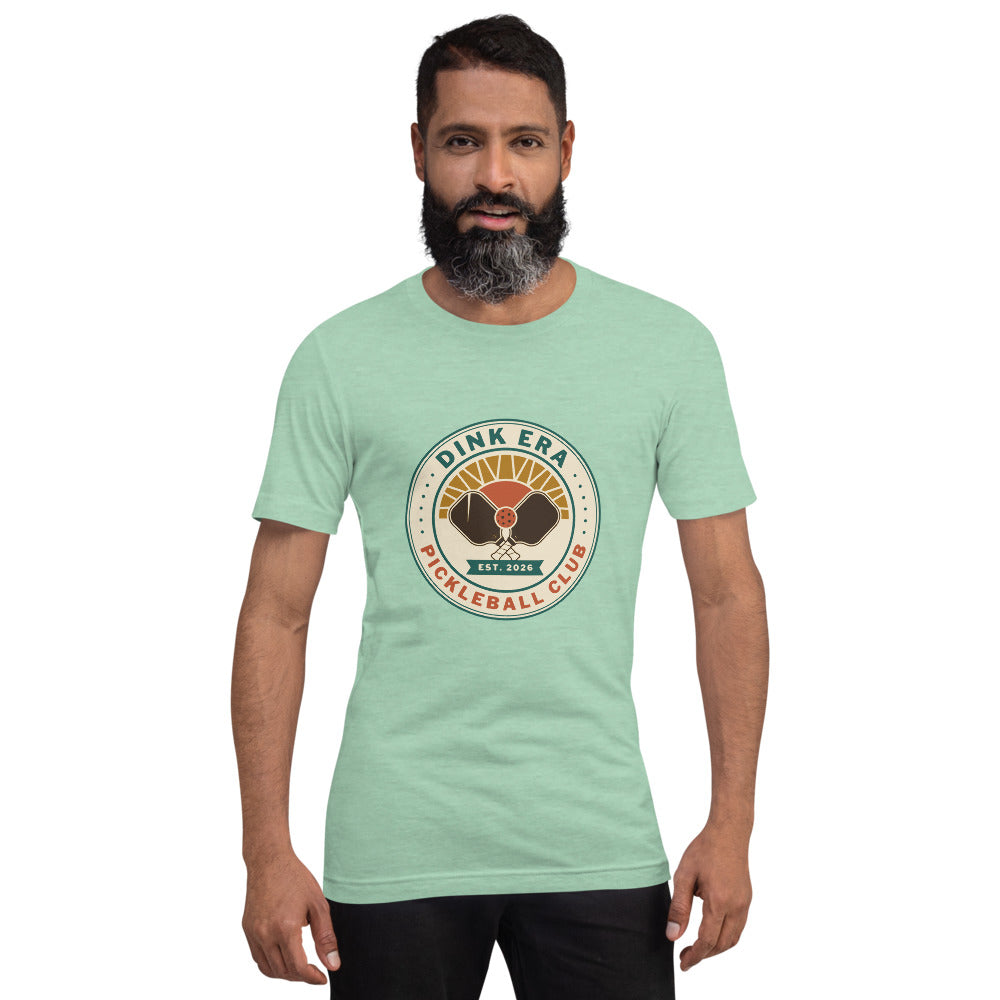 Dink Era Pickleball Club tee — Heather Prism Mint, on model