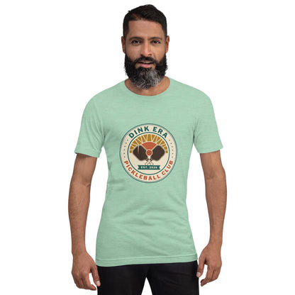 Dink Era Pickleball Club tee — Heather Prism Mint, on model