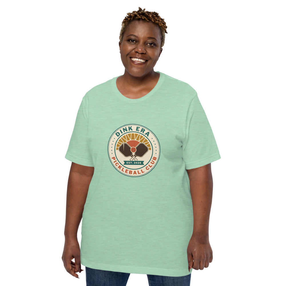 Dink Era Pickleball Club tee — Heather Prism Mint, on model