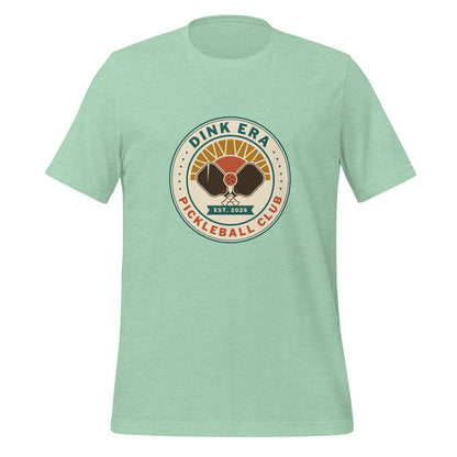 Dink Era Pickleball Club retro tee — Heather Prism Mint, front