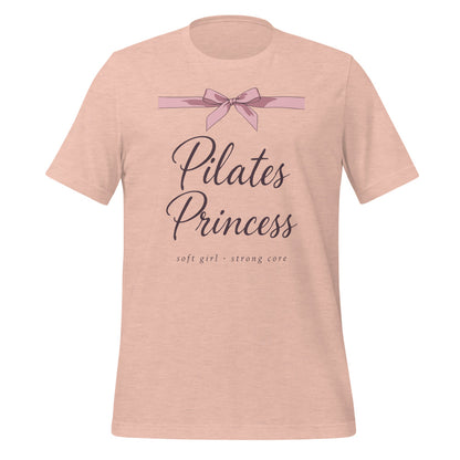 Pilates Princess coquette bow tee — Heather Prism Peach, front