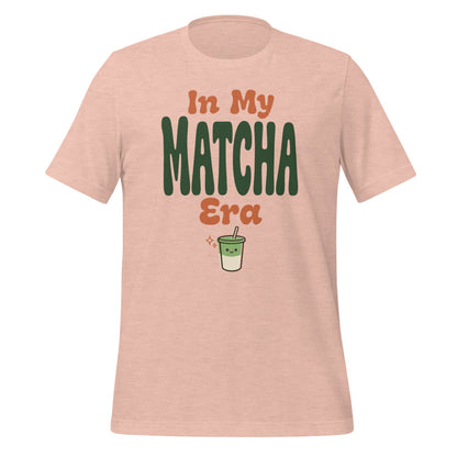 In My Matcha Era retro matcha tee — Heather Prism Peach, front