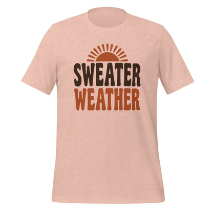Sweater Weather retro 70s fall t-shirt — Heather Prism Peach, front