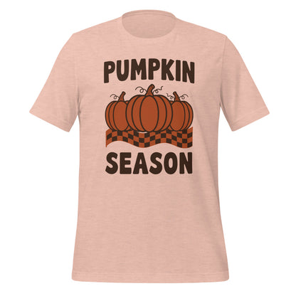 Pumpkin Season retro 70s fall t-shirt — Heather Prism Peach, front