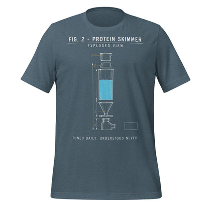 Protein Skimmer Exploded View reef tank saltwater aquarium t-shirt — Heather Slate, front