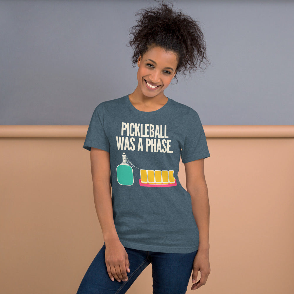 Pickleball Was A Phase funny mahjong tee — Heather Slate, on model