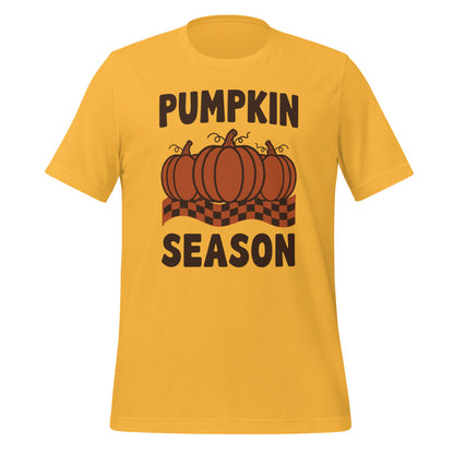 Pumpkin Season retro 70s fall t-shirt — Heather Yellow Gold, front