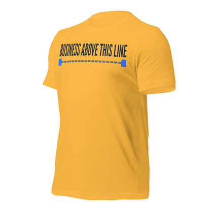 Business Above This Line unisex t-shirt — Heather Yellow Gold, front-right