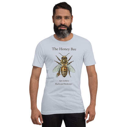 The Honey Bee Apis mellifera anatomical tee — Light Blue, on model