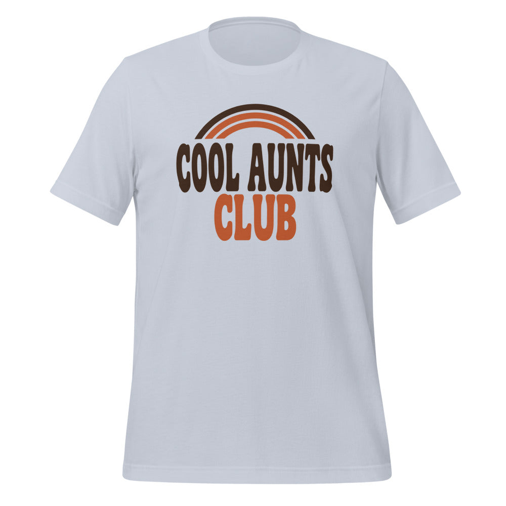 Cool Aunts Club retro groovy aunt tee — Light Blue, front