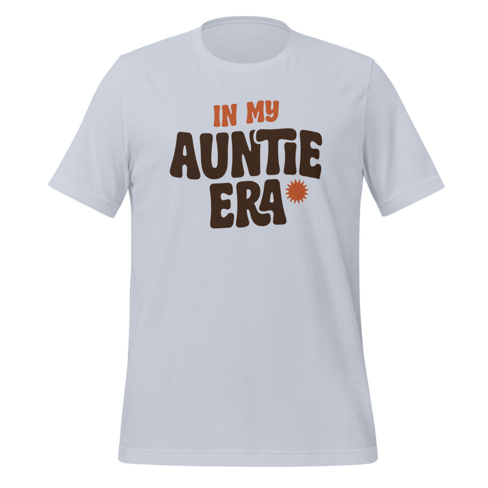 In My Auntie Era retro groovy aunt tee — Light Blue, front