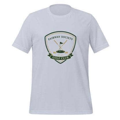 Fairway Society vintage golf club crest tee — Light Blue, front