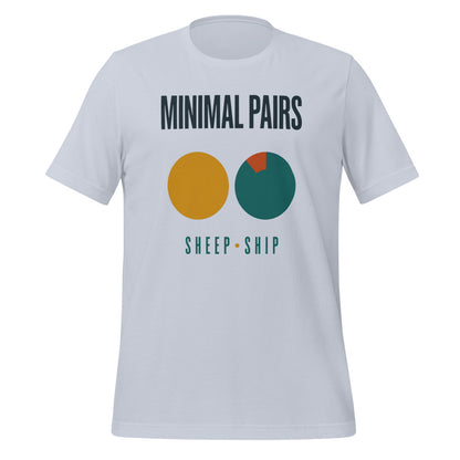 Minimal Pairs speech therapy tee — Light Blue, front