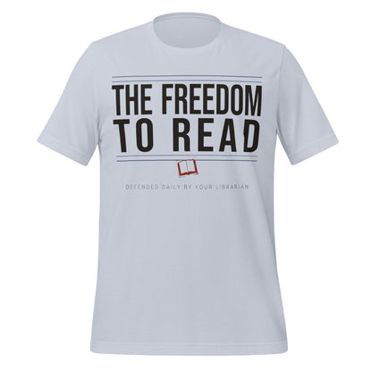 The Freedom to Read school librarian tee — Light Blue, front