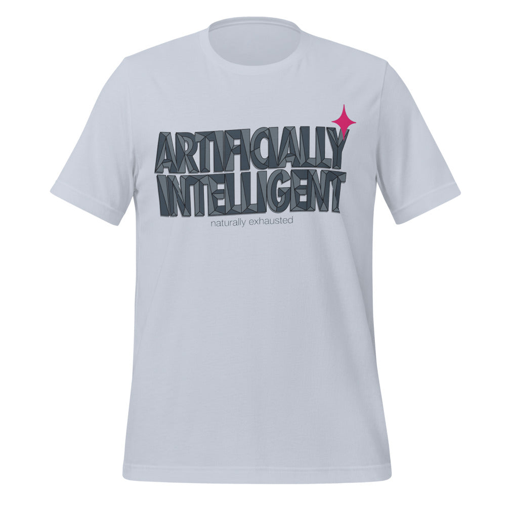Artificially Intelligent funny AI t-shirt — Light Blue, front