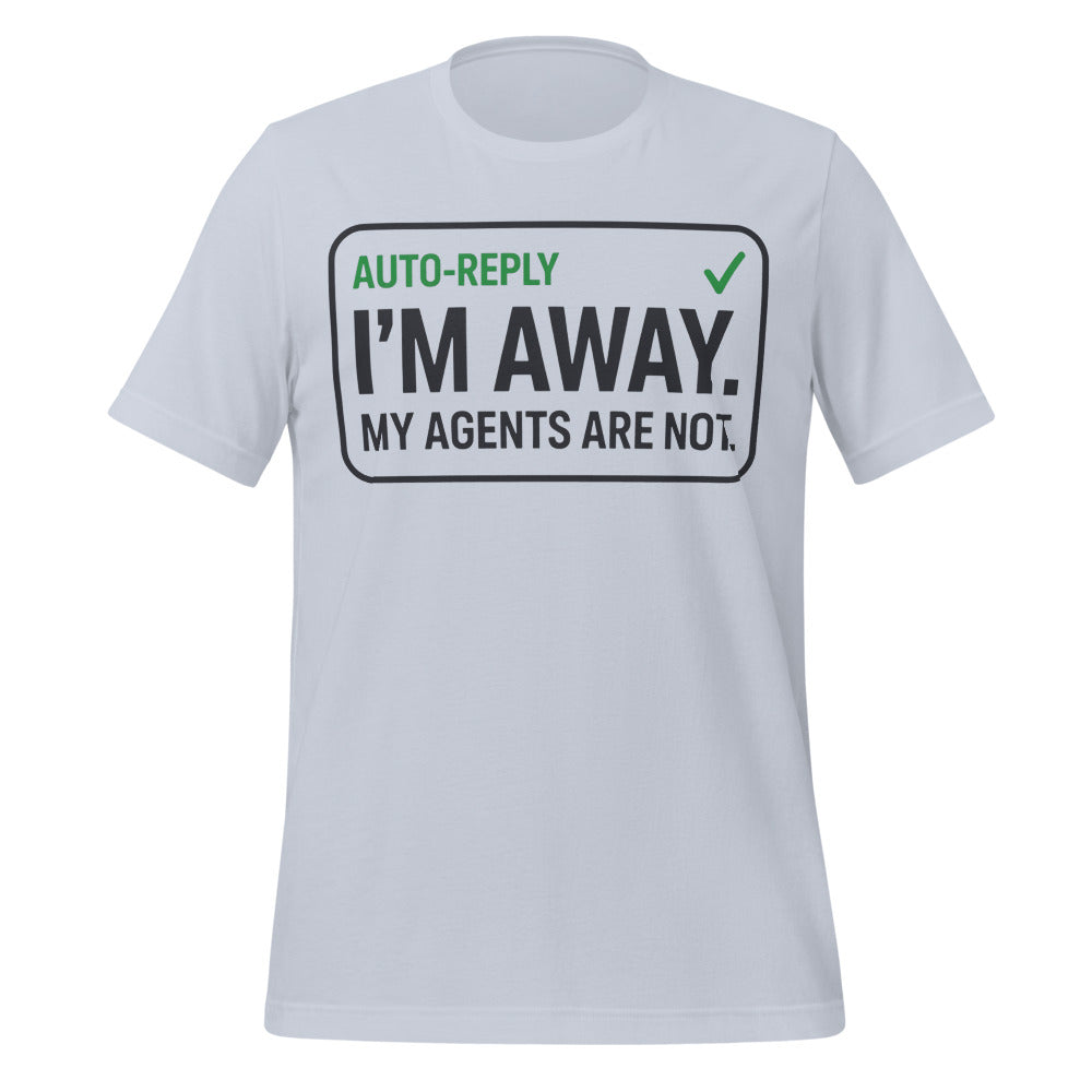 Auto-Reply agentic AI engineer tee — Light Blue, front