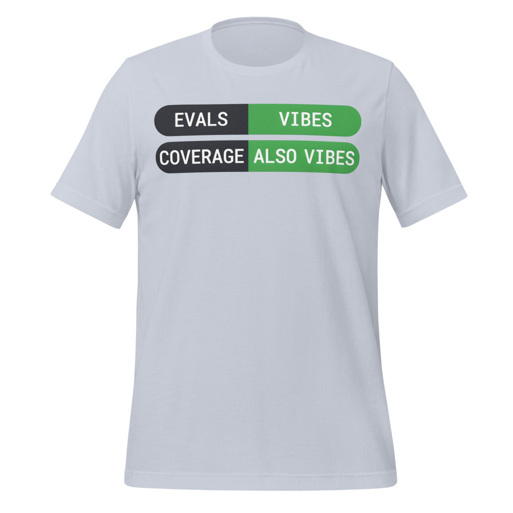 Eval Suite Vibes agentic AI engineer tee — Light Blue, front