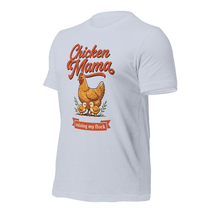 Chicken Mama raising my flock chicken keeper tee — Light Blue, front-right