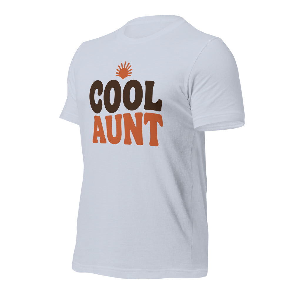 Cool Aunt retro groovy aunt tee — Light Blue, front-right