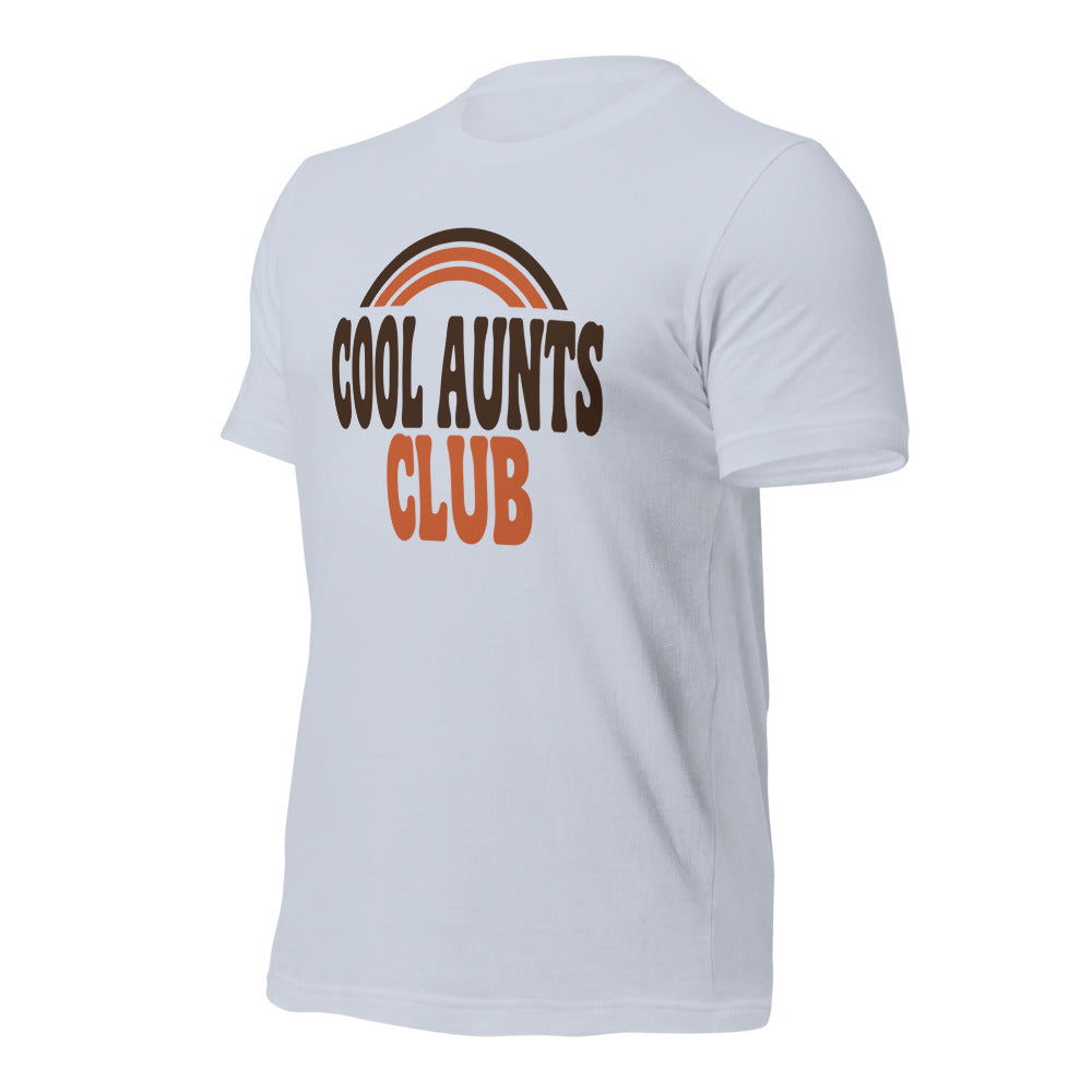 Cool Aunts Club retro groovy aunt tee — Light Blue, front-right