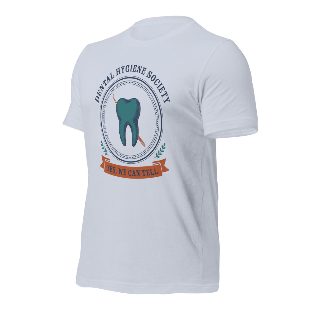 Dental Hygiene Society dental hygienist tee — Light Blue, front-right