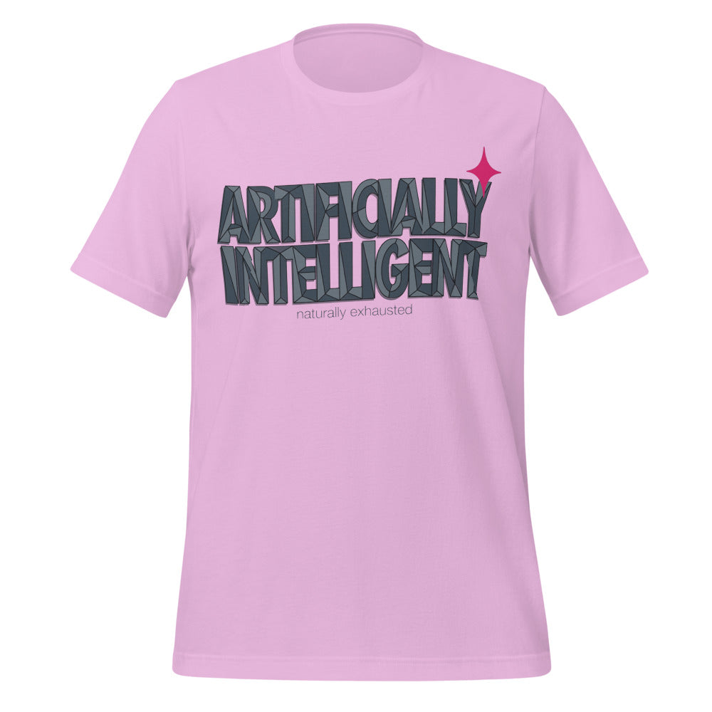 Artificially Intelligent funny AI t-shirt — Lilac, front