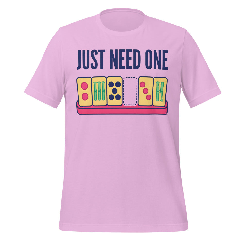 Just Need One funny mahjong tee — Lilac, front