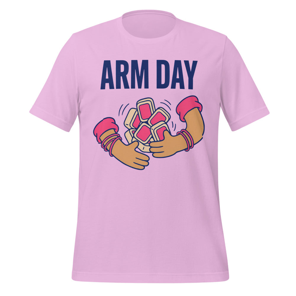 Arm Day funny mahjong tee — Lilac, front
