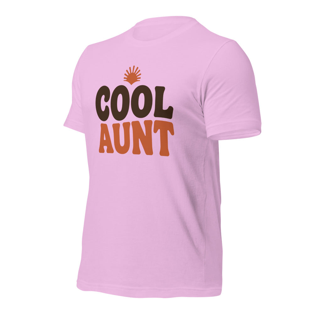 Cool Aunt retro groovy aunt tee — Lilac, front-right