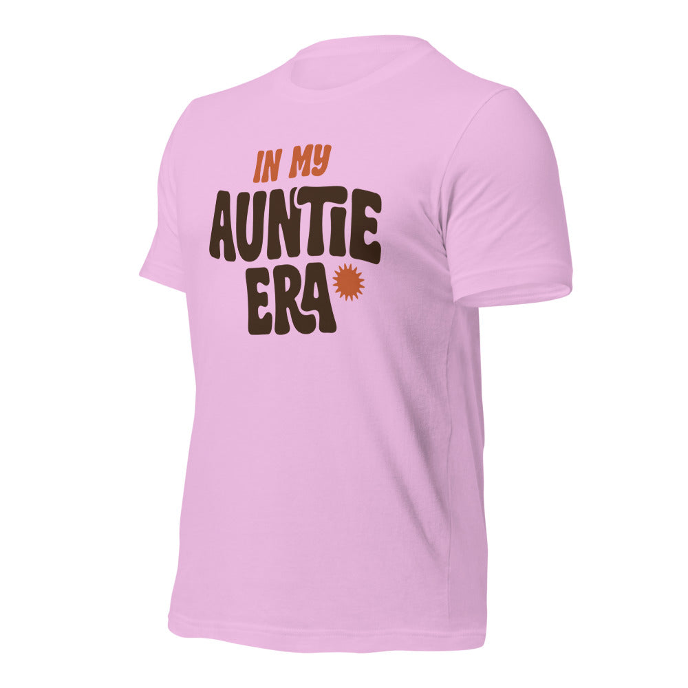 In My Auntie Era retro groovy aunt tee — Lilac, front-right
