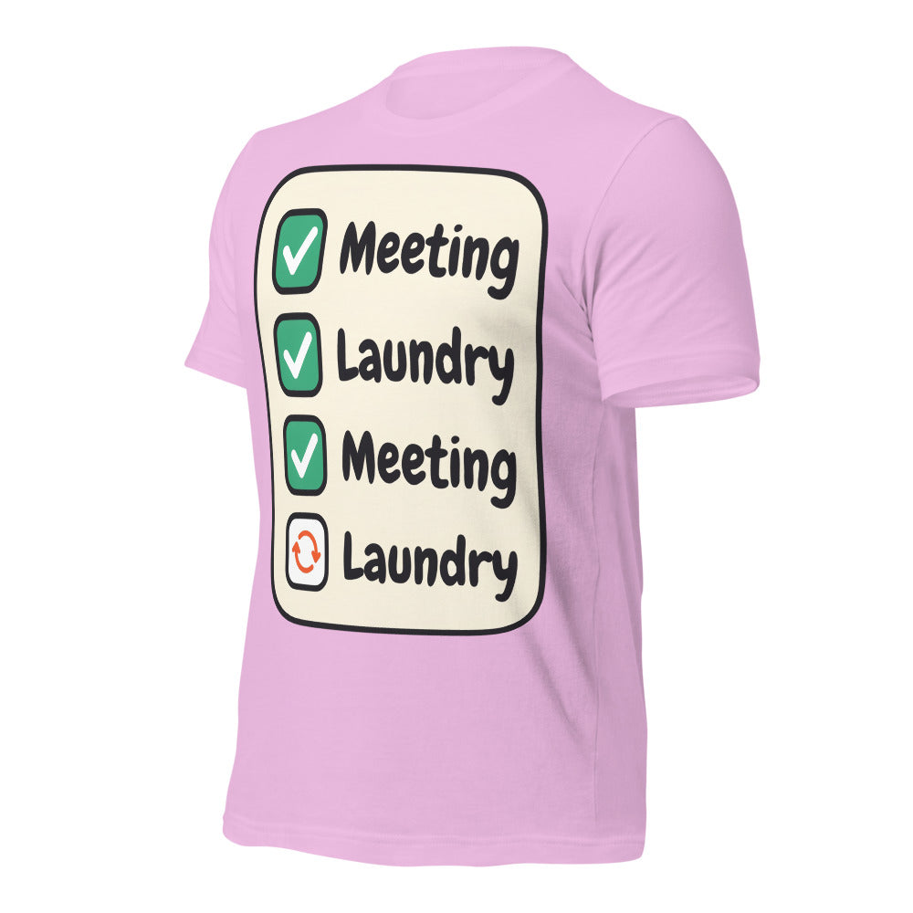 Meeting Laundry funny work from home unisex t-shirt — Lilac, front-right