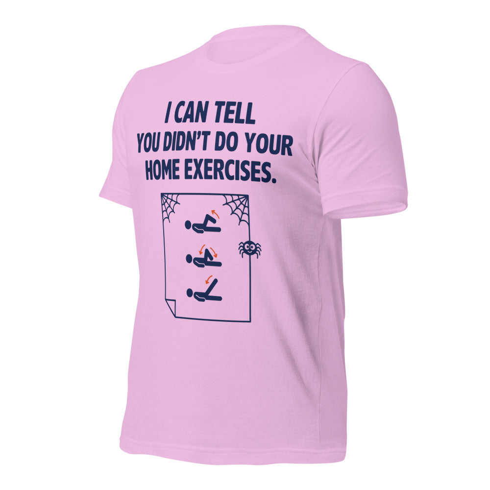 Home Exercises funny physical therapy tee — Lilac, front-right