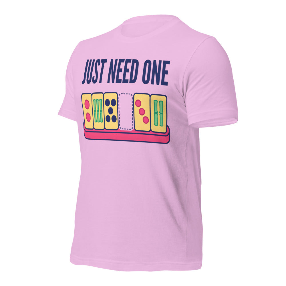 Just Need One funny mahjong tee — Lilac, front-right