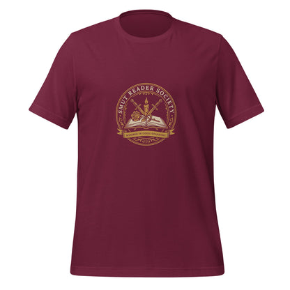 Smut Reader Society book lover dark academia tee — Maroon, front
