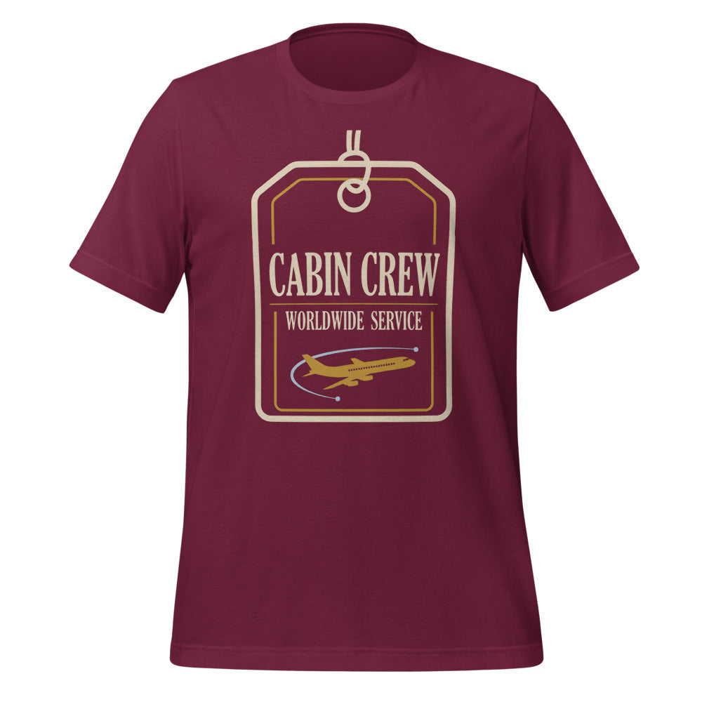 Worldwide Service cabin crew tee — Maroon, front