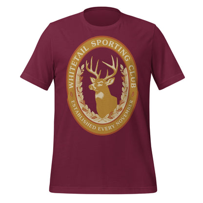 Whitetail Sporting Club vintage deer hunting tee — Maroon, front