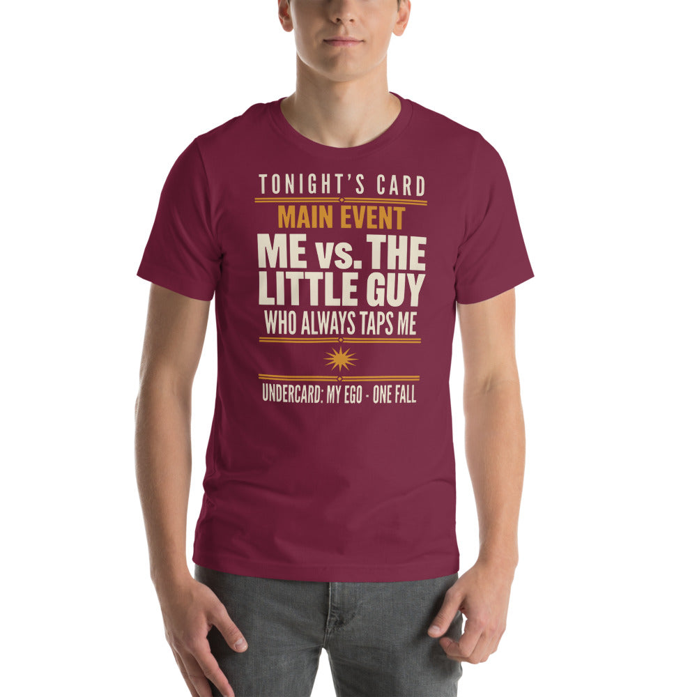 Tonight's Card funny Brazilian jiu jitsu t-shirt — Maroon, on model
