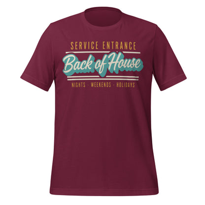 Line Cook Back of House retro diner service sign t-shirt — Maroon, front