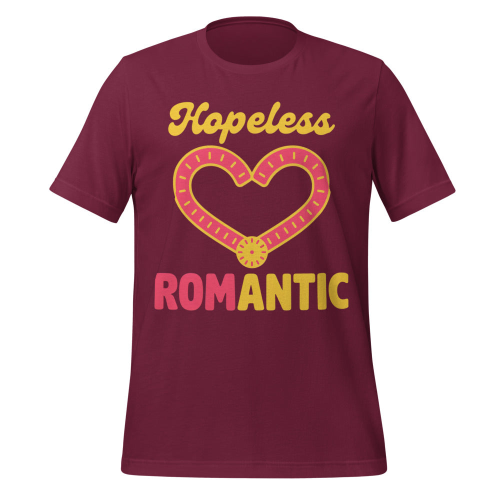 Hopeless ROMantic funny physical therapy tee — Maroon, front