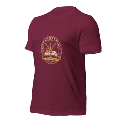 Smut Reader Society book lover dark academia tee — Maroon, front-right