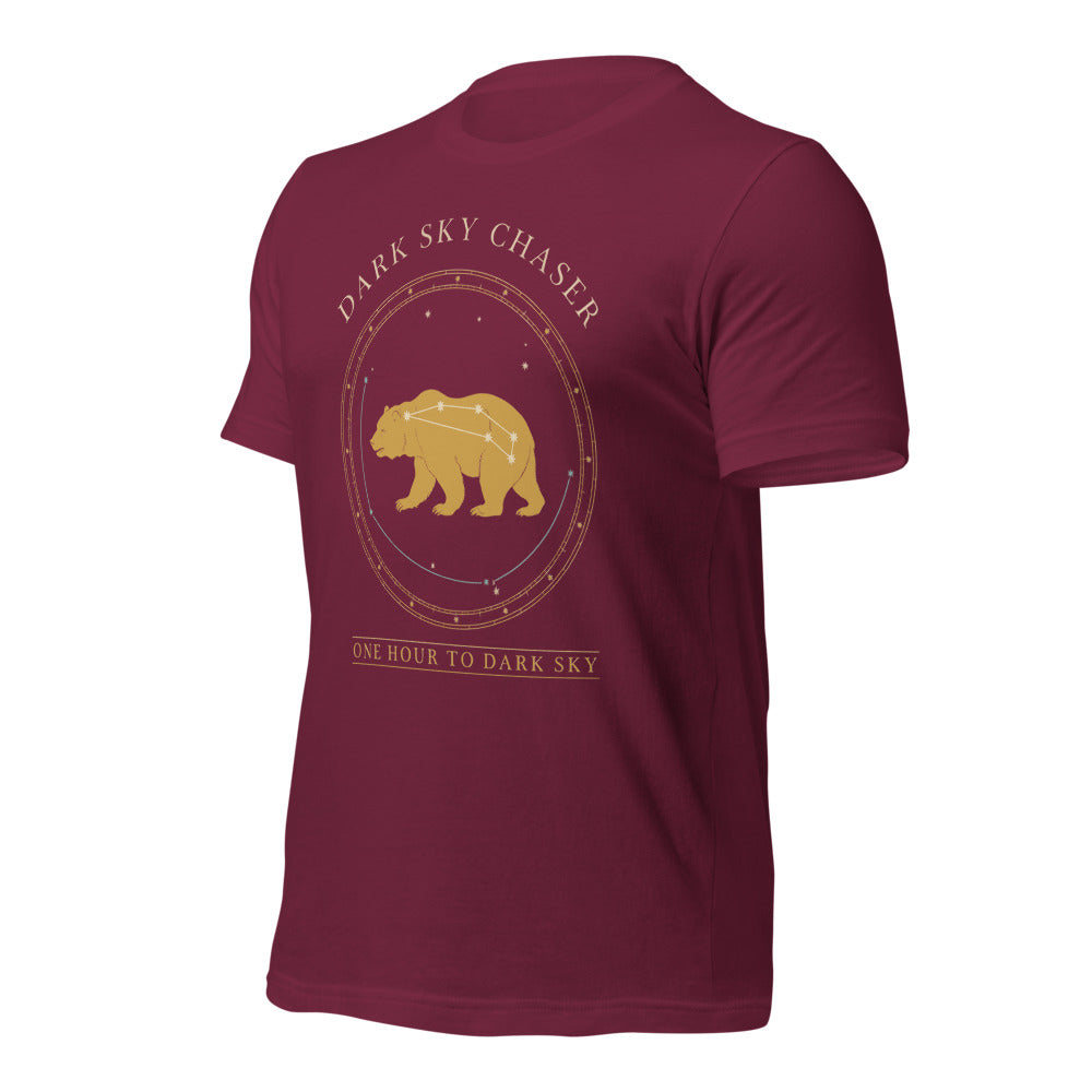 Dark Sky Chaser Ursa Major constellation astronomy tee — Maroon, front-right