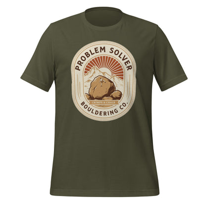 Problem Solver Bouldering Badge t-shirt — Military Green, front