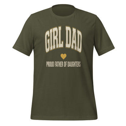 Girl Dad retro varsity tee — Military Green, front