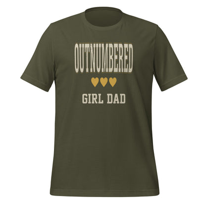 Girl Dad Outnumbered & Proud tee — Military Green, front