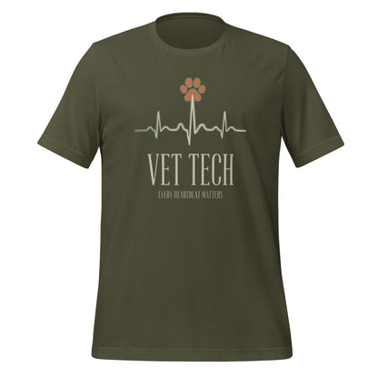 Every Heartbeat Matters minimalist vet tech tee — Military Green, front